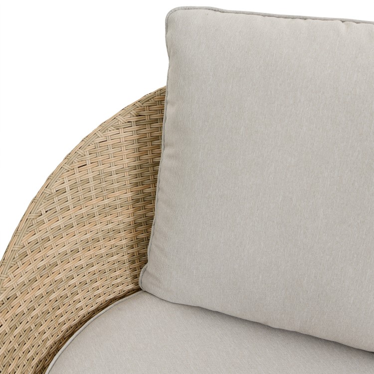2 Seater Beige Rattan Round Bistro Set with Swivel Chairs and Table