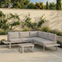 FTR255 5 Seater Beige Aluminium Garden Corner Sofa Set