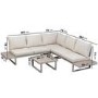 5 Seater Beige Aluminium Garden Corner Sofa Set