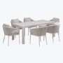 6 Seater Beige Aluminium Extendable Garden Dining Set with Rope Chairs 