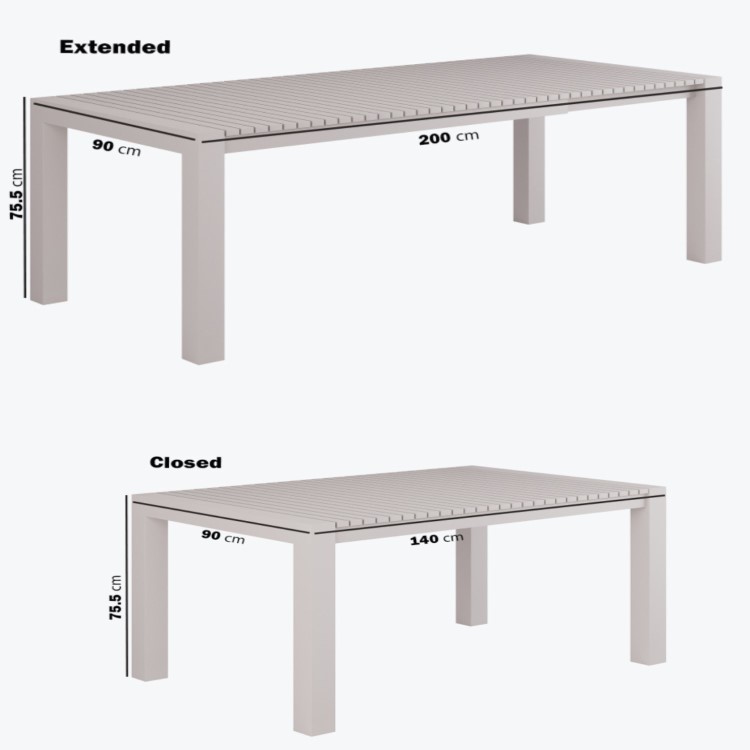 6 Seater Beige Aluminium Extendable Garden Dining Set with Rope Chairs 