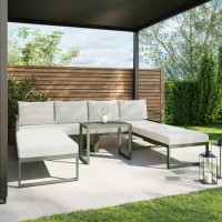 4 Seater Green Modular Stackable Garden Sofa with Waterproof Cover