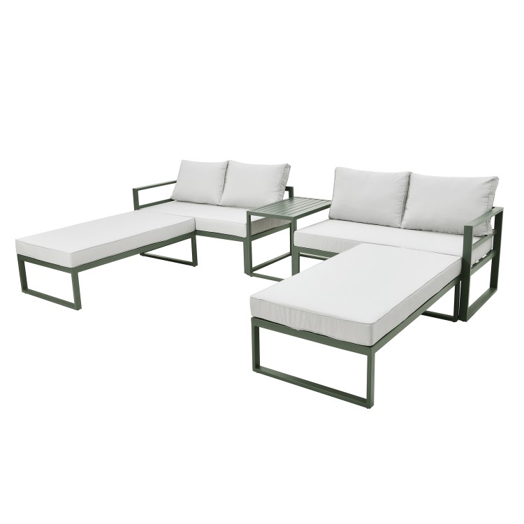 4 Seater Green Modular Stackable Garden Sofa with Waterproof Cover
