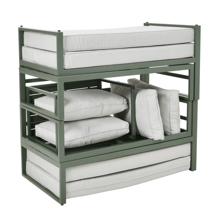 4 Seater Green Modular Stackable Garden Sofa with Waterproof Cover