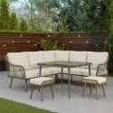 FTR258 7 Seater Green Rope Effect Garden Corner Sofa Dining Table Set