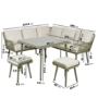 7 Seater Green Rope Effect Garden Corner Sofa Dining Table Set