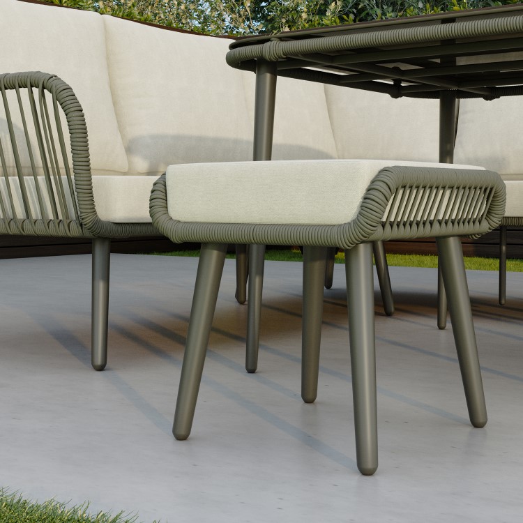 7 Seater Green Rope Effect Garden Corner Sofa Dining Table Set