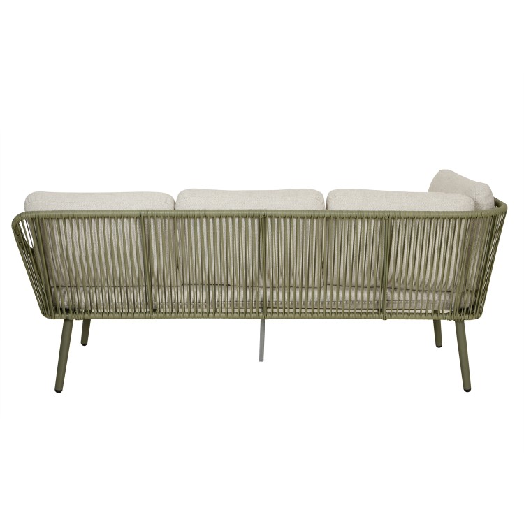 7 Seater Green Rope Effect Garden Corner Sofa Dining Table Set