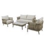4 Seater Beige Rope Detail Sofa and Armchair Set with Coffee Table