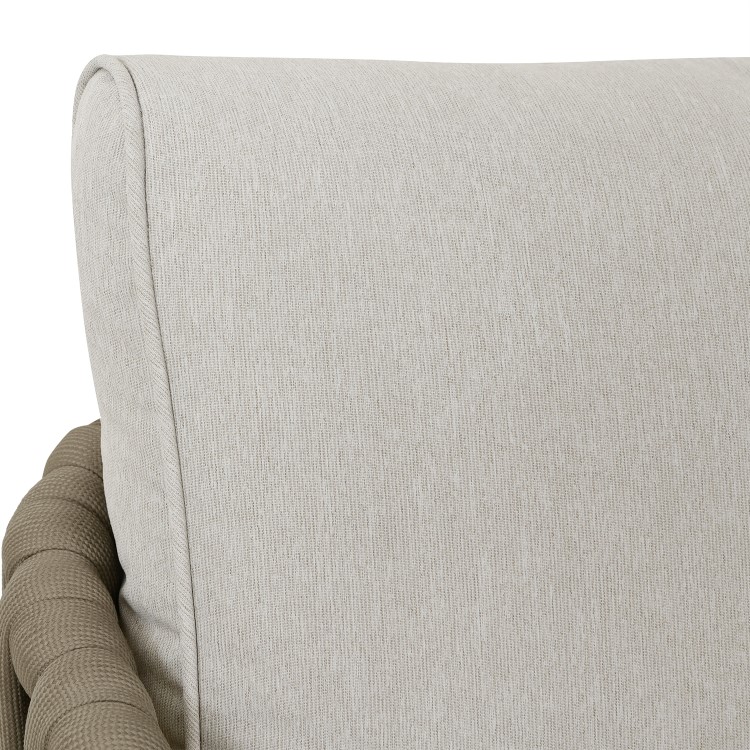 4 Seater Beige Rope Detail Sofa and Armchair Set with Coffee Table