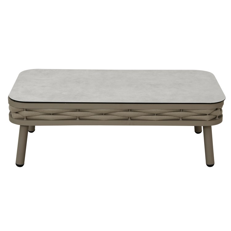 4 Seater Beige Rope Detail Sofa and Armchair Set with Coffee Table