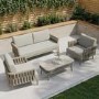 4 Seater Beige Rope Detail Sofa and Armchair Set with Coffee Table