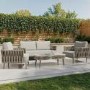 4 Seater Beige Rope Detail Sofa and Armchair Set with Coffee Table