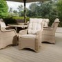 Beige 6 Seater Round Rattan Garden Dining Set with Lazy Susan Built-in Ice Bucket and Parasol