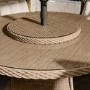 Beige 6 Seater Round Rattan Garden Dining Set with Lazy Susan Built-in Ice Bucket and Parasol
