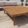 6 Seater Beige Modular Garden Corner Sofa Set in Wood Effect with Square Coffee Table