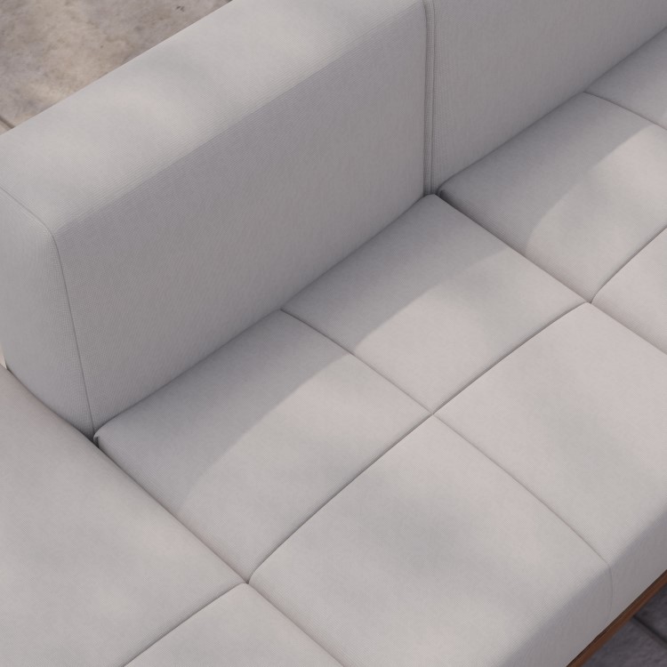 6 Seater Beige Modular Garden Corner Sofa Set in Wood Effect with Square Coffee Table