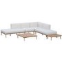 6 Seater Beige Modular Garden Corner Sofa Set in Wood Effect with Square Coffee Table