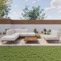 6 Seater Modular Garden Corner Sofa Set in Wood Effect with Square Coffee Table 