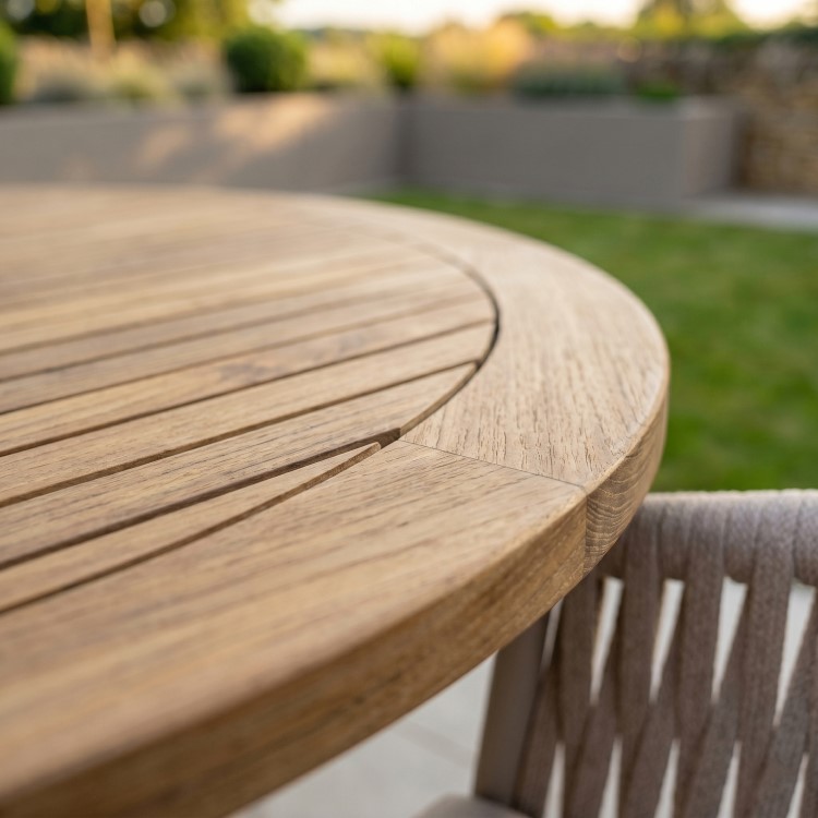 4 Seater Teak Round Outdoor Dining Table