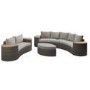 8 Seater Brown Rattan Curved Garden Sofa Set with Storage Side Tables 