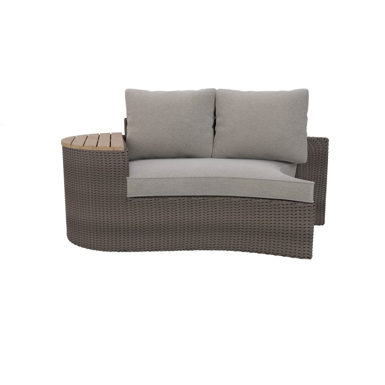 8 Seater Brown Rattan Curved Garden Sofa Set with Storage Side Tables 