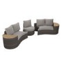8 Seater Brown Rattan Curved Garden Sofa Set with Storage Side Tables 