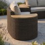 8 Seater Brown Rattan Curved Garden Sofa Set with Storage Side Tables 