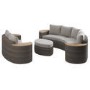 8 Seater Brown Rattan Curved Garden Sofa Set with Storage Side Tables 