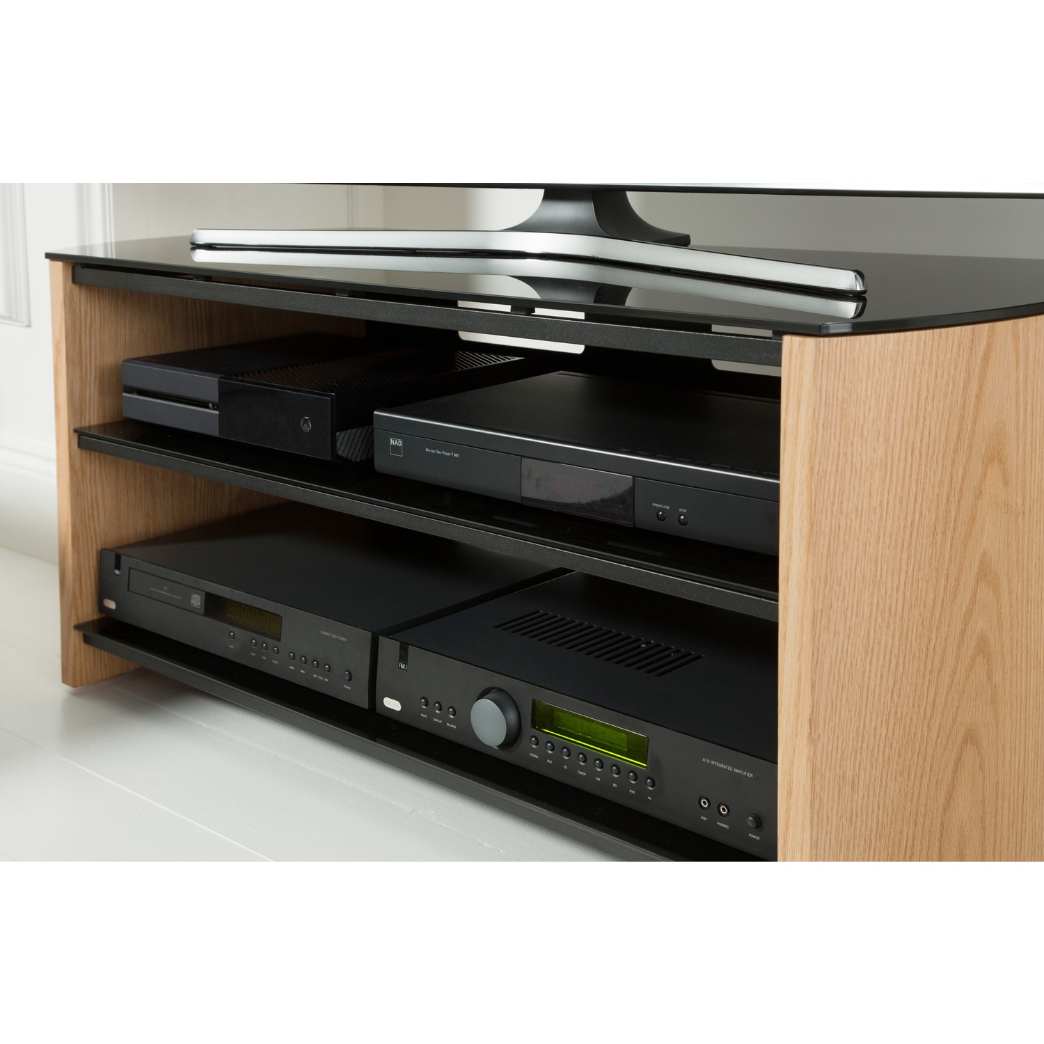 Alphason FW1100 W B Finewoods HiFi and TV Stand for up to 50