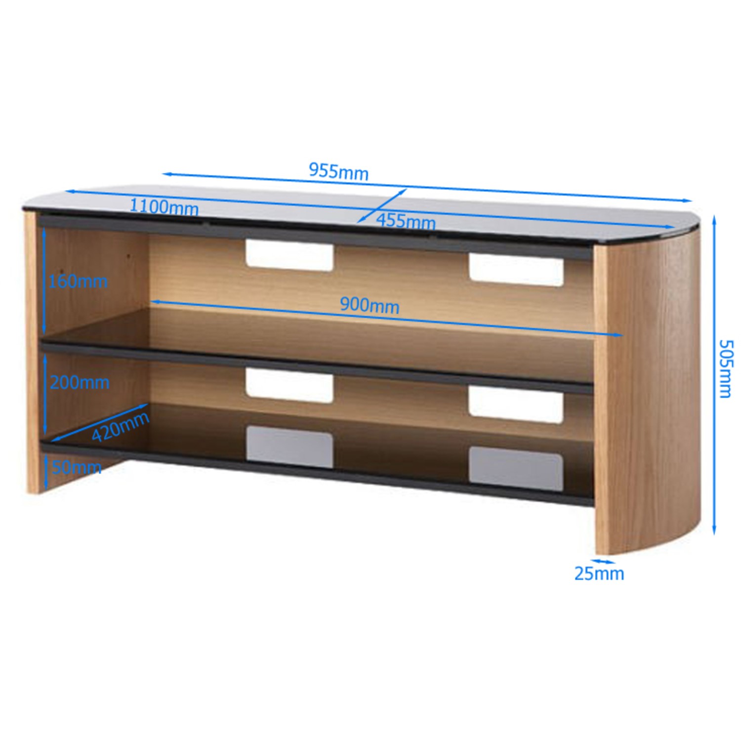 Alphason FW1100 W B Finewoods HiFi and TV Stand for up to 50