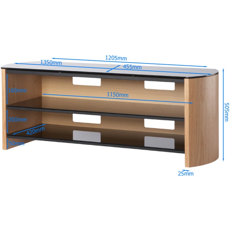 Ex Display - Alphason FW1350-BV/B Finewoods TV Stand for up to 60" TVs - Black/Oak