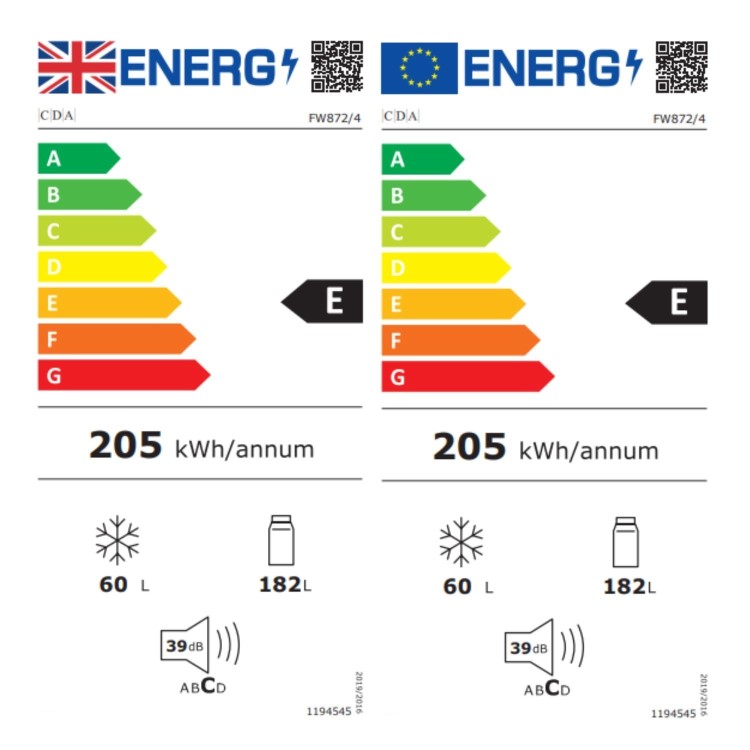 CDA 190 Litre 70/30 Integrated Upright Fridge Freezer