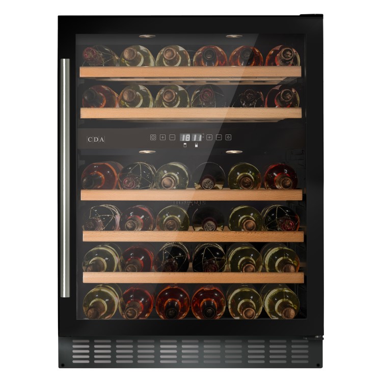 CDA 60cm Freestanding Under Counter Wine Cooler - Black Glass