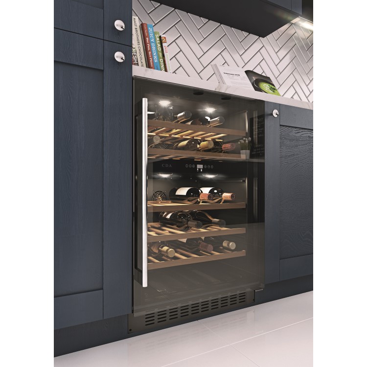 CDA 60cm Freestanding Under Counter Wine Cooler - Black Glass