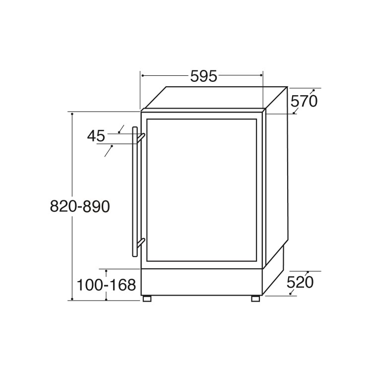 CDA 60cm Freestanding Under Counter Wine Cooler - Black Glass