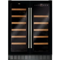 CDA FWC623BL 60cm Wide 40 Bottle Freestanding Under Counter Double Door Wine Cooler Black