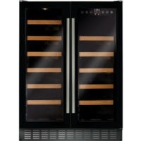 CDA FWC623BL 60cm Wide 40 Bottle Freestanding Under Counter Double Door Wine Cooler Black