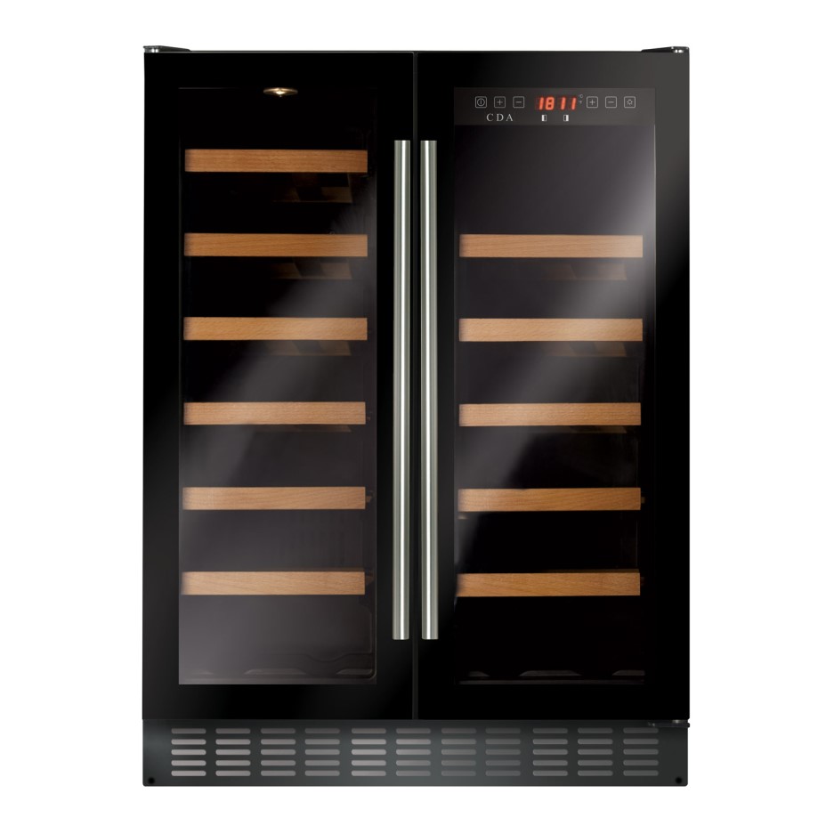 CDA FWC624BL 40 Bottle Freestanding Under Counter Wine Cooler Dual Zone 60cm Wide 82cm Tall