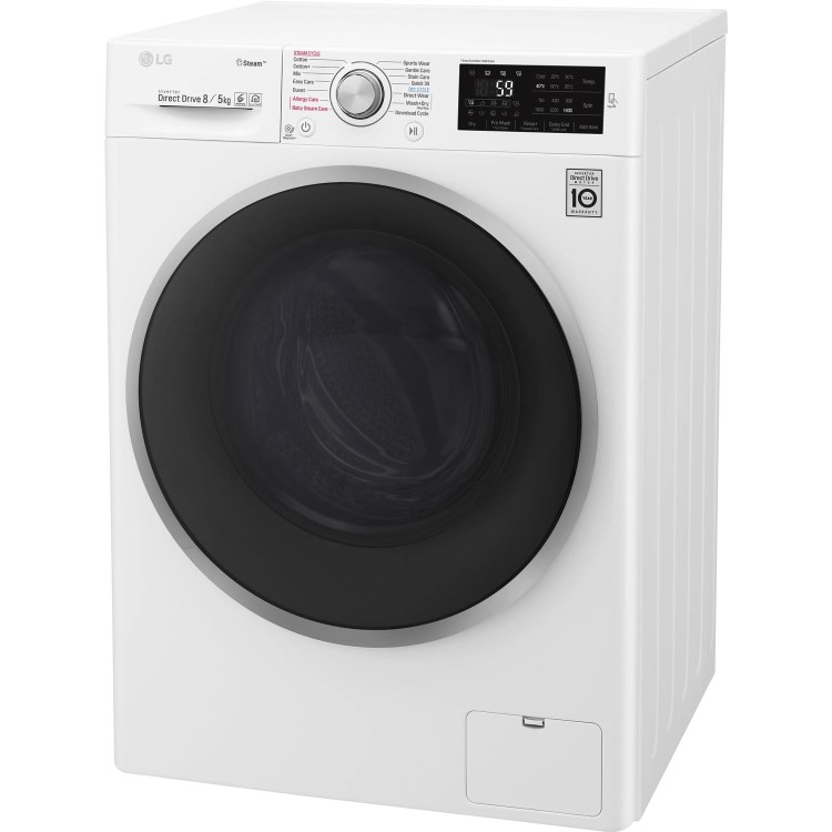 LG FWJ685WS 8kg Wash 5kg 1400rpm Dry 6Motion Direct Drive Freestanding Washing Machine With Steam - White