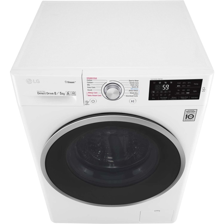 LG FWJ685WS 8kg Wash 5kg 1400rpm Dry 6Motion Direct Drive Freestanding Washing Machine With Steam - White