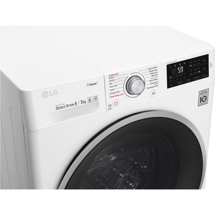 LG FWJ685WS 8kg Wash 5kg 1400rpm Dry 6Motion Direct Drive Freestanding Washing Machine With Steam - White