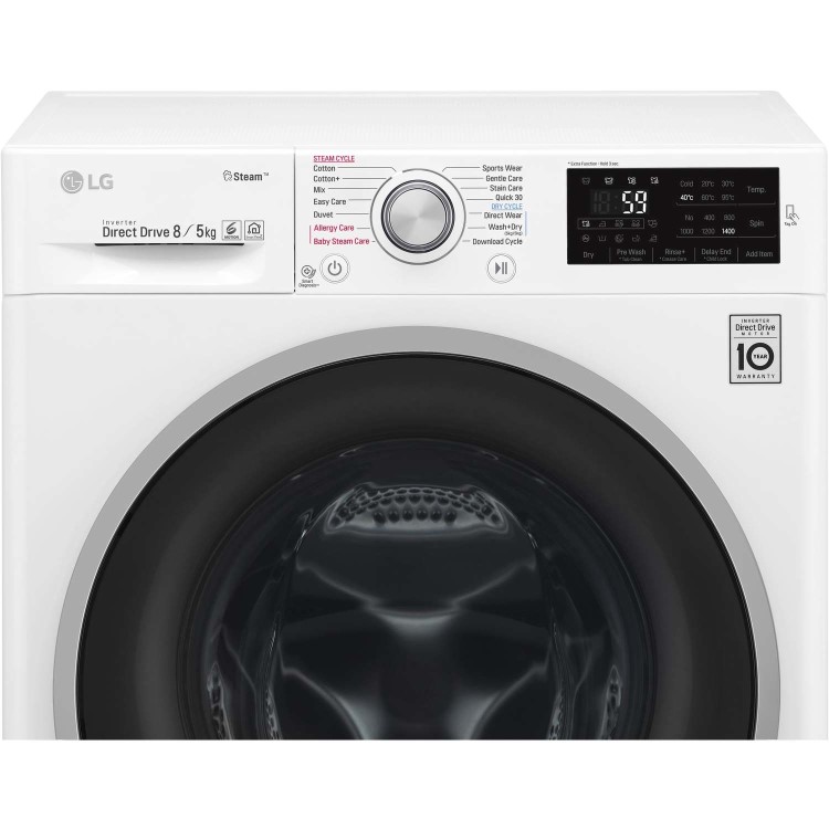 LG FWJ685WS 8kg Wash 5kg 1400rpm Dry 6Motion Direct Drive Freestanding Washing Machine With Steam - White