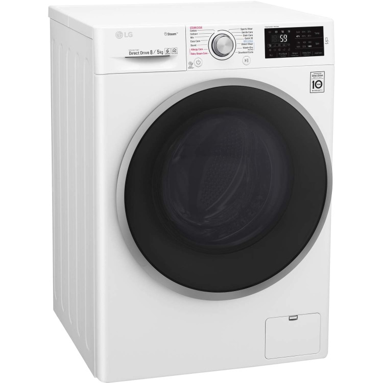 LG FWJ685WS 8kg Wash 5kg 1400rpm Dry 6Motion Direct Drive Freestanding Washing Machine With Steam - White
