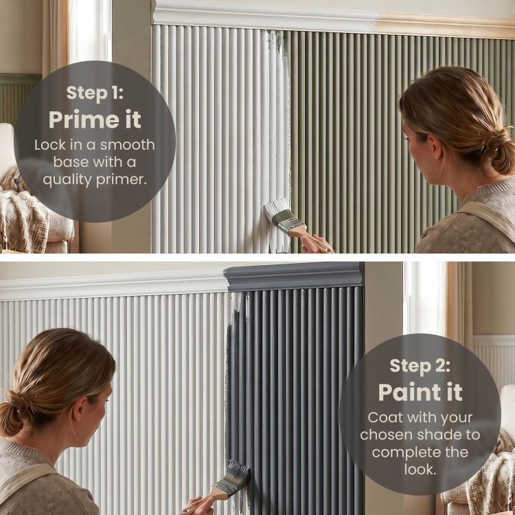 Paintable Fluted Wall Panel - 120cm x 60cm - Delamere