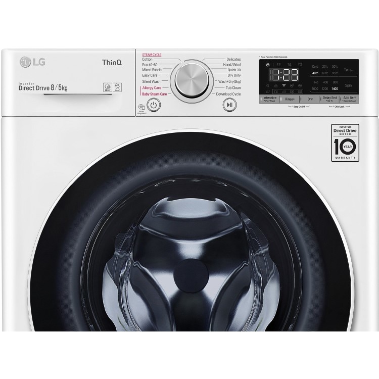 LG FWV585WSE Freestanding Wifi Connected 8kg Wash 5kg Dry 1400rpm Washer Dryer - White