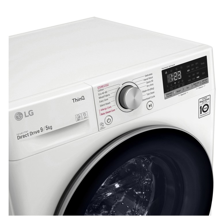 LG FWV595WSE Freestanding Wifi Connected 9kg Wash 5kg Dry 1400rpm Washer Dryer - White