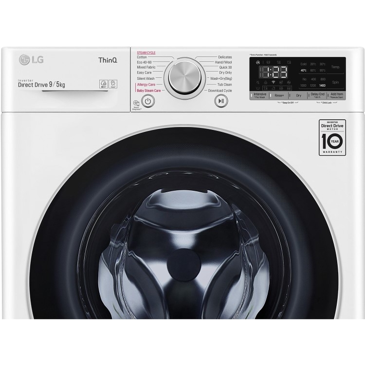LG FWV595WSE Freestanding Wifi Connected 9kg Wash 5kg Dry 1400rpm Washer Dryer - White
