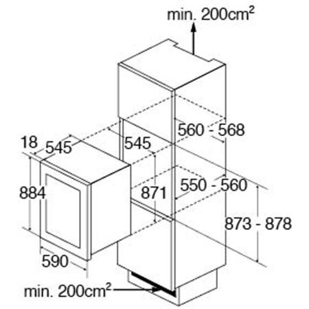 Refurbished CDA FWV902BL Integrated 55 Bottle Dual Zone Wine Cooler Black