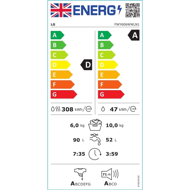 LG Y600 Series 10kg Wash 6kg Dry 1400rpm Washer Dryer - White